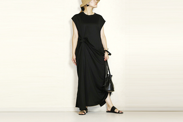 blanco 　タックアシメワンピ　BL000338black