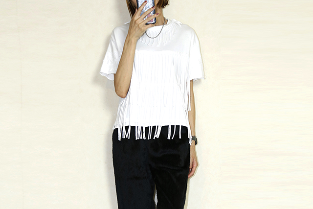 OKIRAKU　（オキラク） fringe t-shirt 　BD60403-White