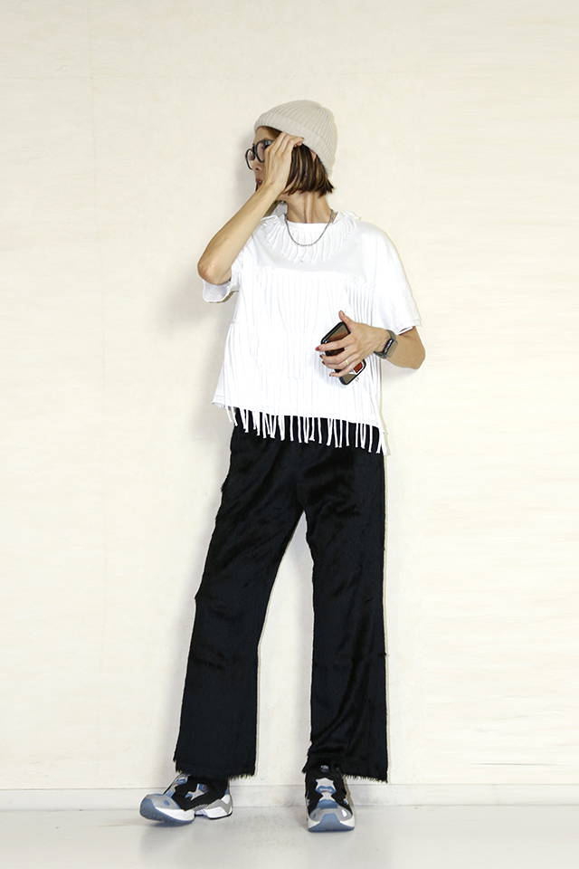 OKIRAKU　（オキラク） fringe t-shirt 　BD60403-White